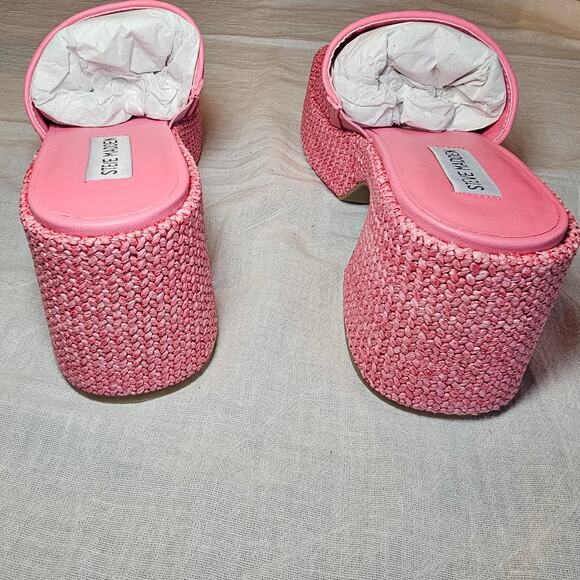 Steve Madden Reign Platform Mule Pink Raffia Sz 8 - Picture 11 of 12